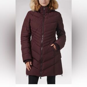 NWT PAJAR WOMEN'S QUEENS FAUX FUR PUFFER HOODED DOWN COAT IN OXBLOOD SIZE S